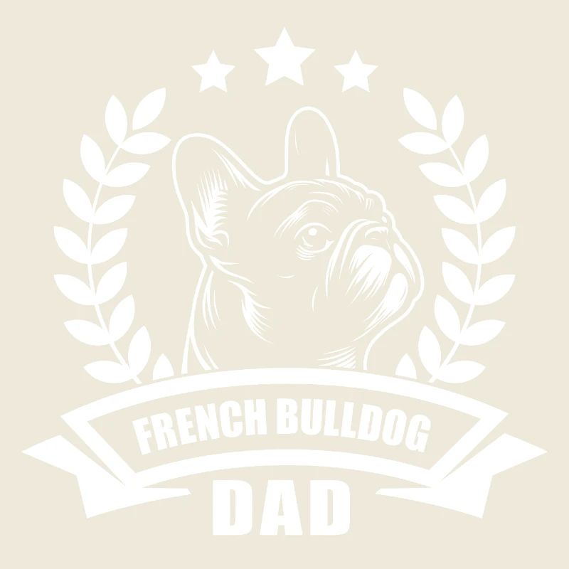 « Papa bouledogue français » avec bannière et couronne de blé