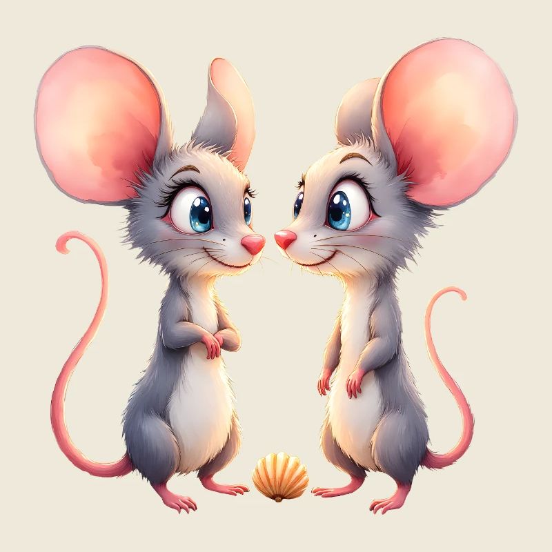 Petites souris face à face