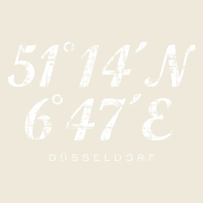 Düsseldorf Koordinaten (Vintage/Weiß)
