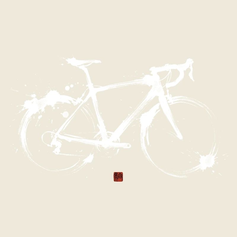 Road Bike Sumi-e – Japanese Ink Drawing