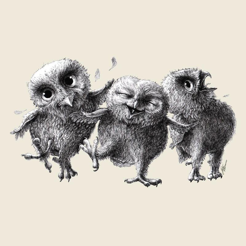 drei glückliche eulen