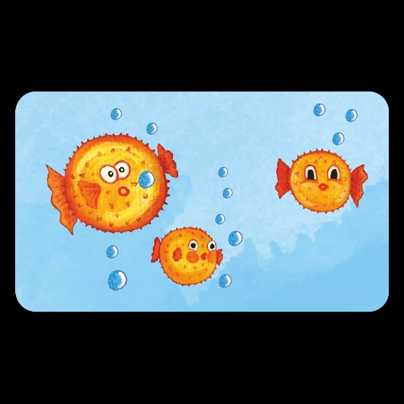 Pisces - Funny Orange Puffer Fish with Air Bubbles