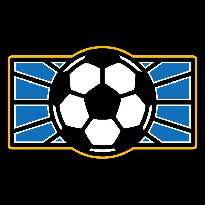 Retro Soccer Crest: Blue Radiant Rays