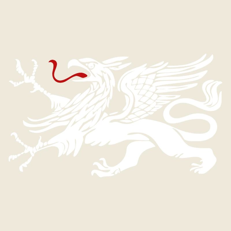 Rostocker Greif in Weiss mit roter Zunge