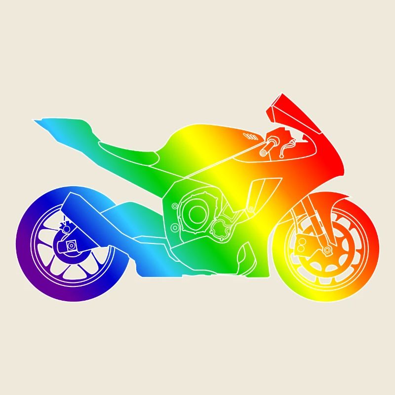 Moto supersport aux couleurs de l’arc-en-ciel