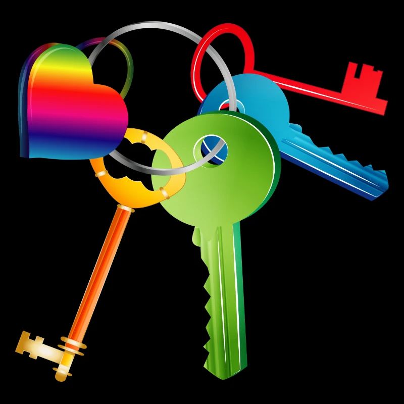 Porte-clés avec clés colorées et cœur coloré