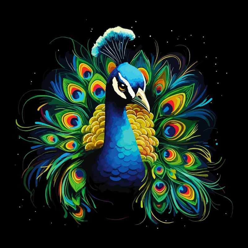 Plume de paon exotique coloré coloré Art
