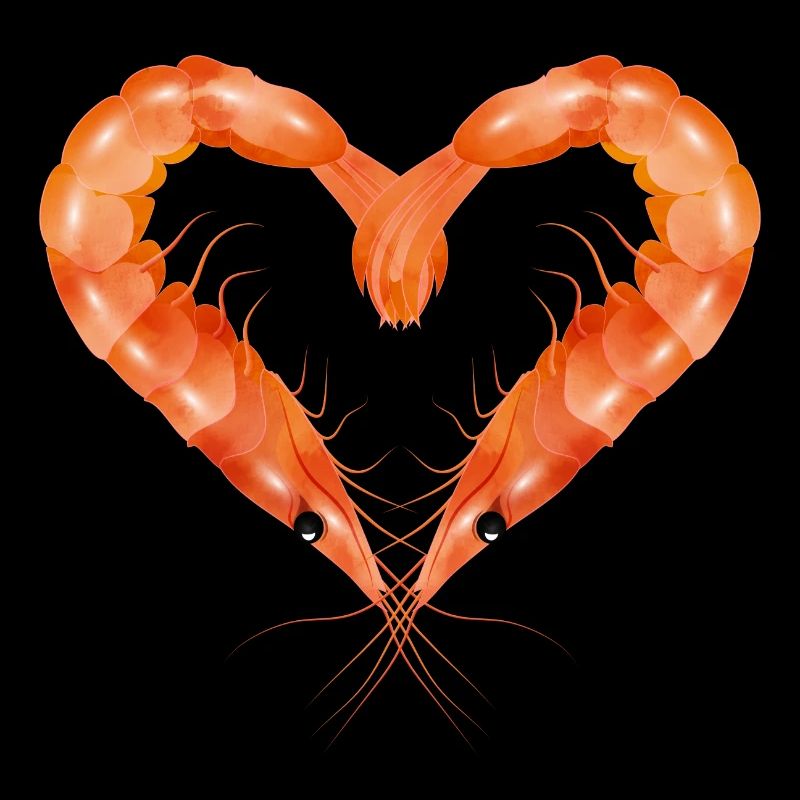 deux crevettes ou crevettes en forme de cœur