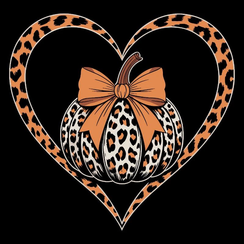 Leopard Pumpkin Heart Design