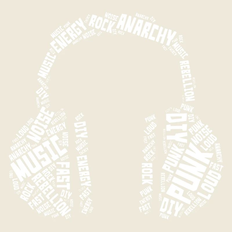 Punk Typografie Kopfhörer Wort Kunstdesign