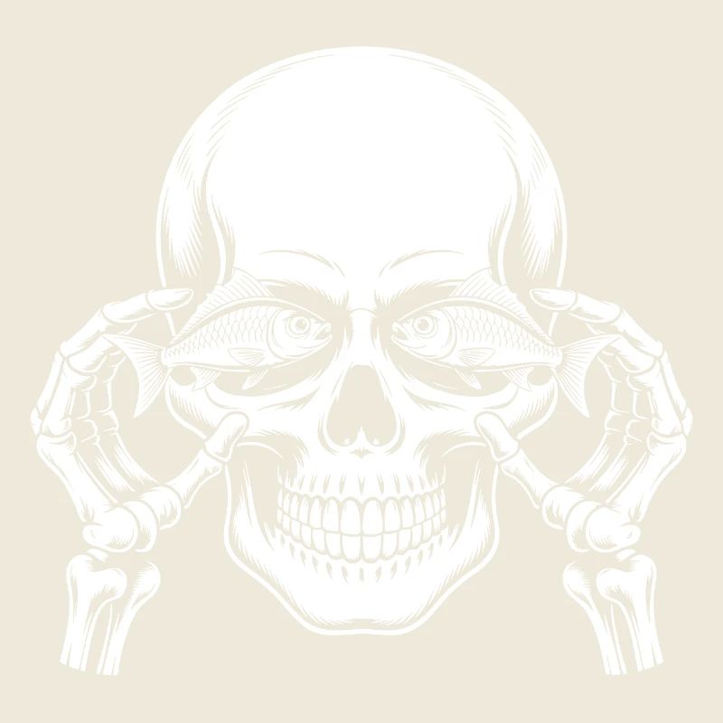 Skull motif with fish