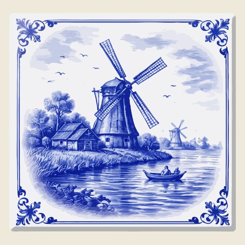 Moulin à vent de Delft au bord du lac