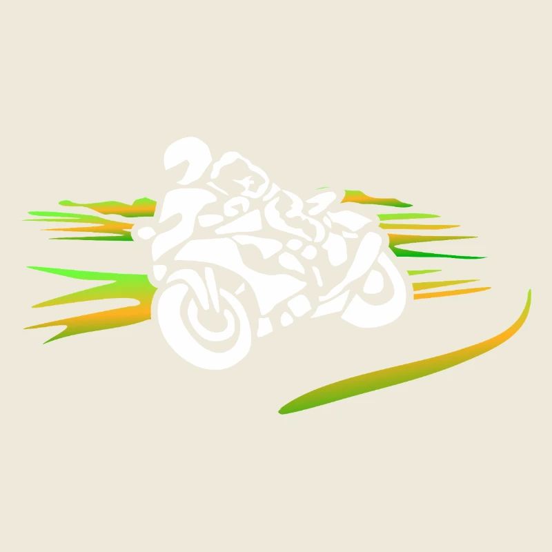 Silhouette de moto à rayures colorées