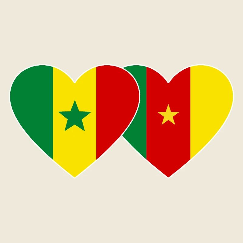 Senegal Cameroon Flag Hands Heart Shape