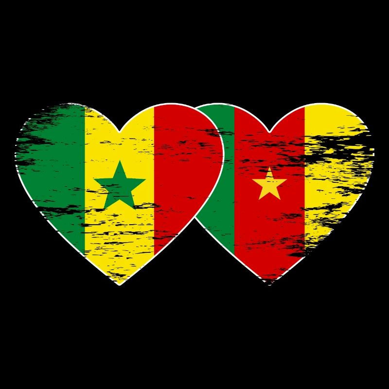 Sénégal Cameroun Drapeau Mains Coeur Utilisé