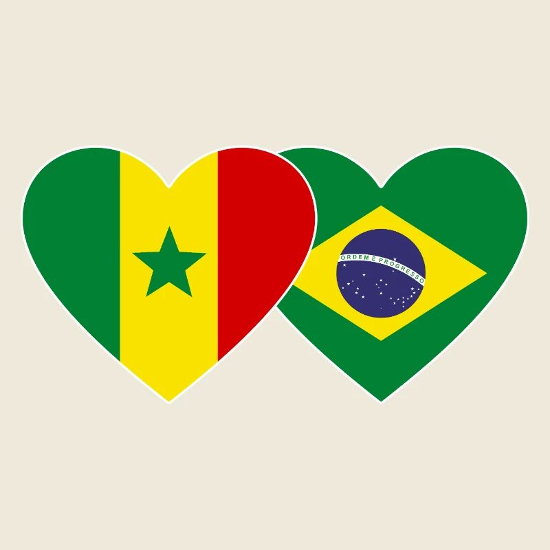 Sénégal Brésil Drapeau Mains Coeur Forme