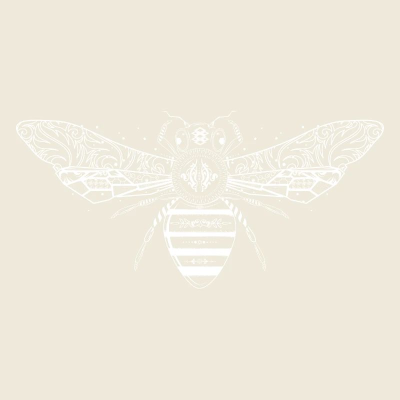 artfully designed white bee