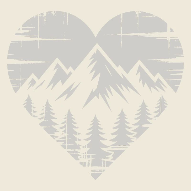 Mountain Scenery Heart Design