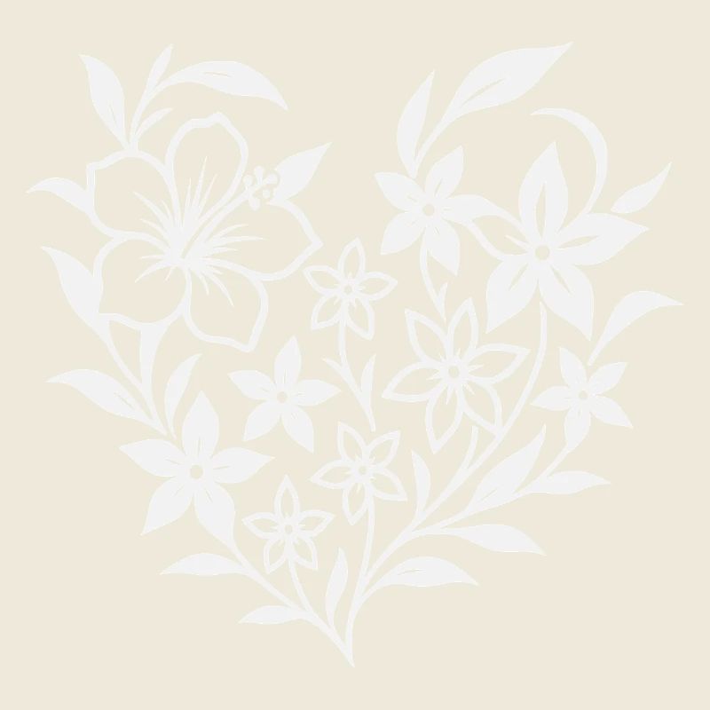Floral heart pattern in white