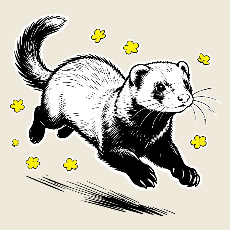 Frettchen in Blüten glitzern