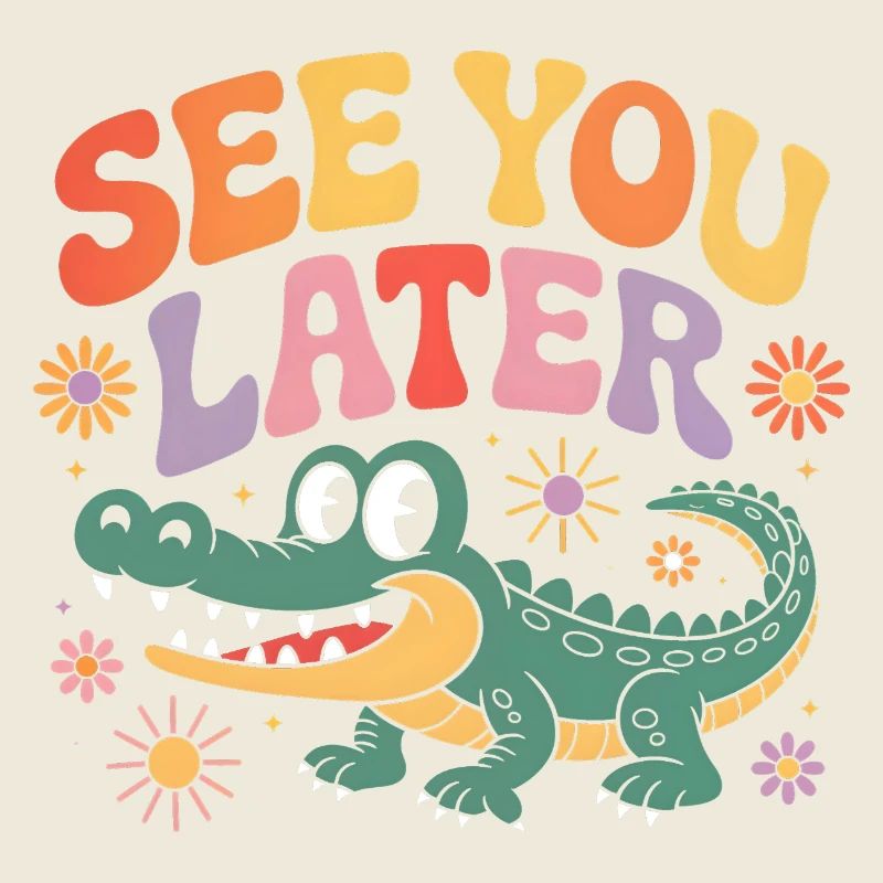 Bis später Alligator retro niedlich