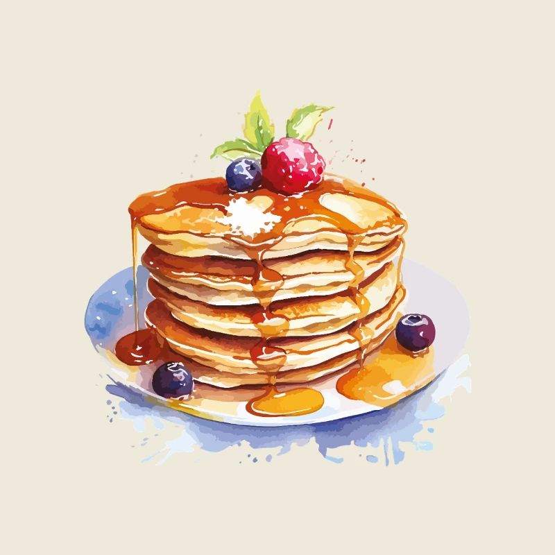 Wasserfarbene Pfannkuchen mit Sirup