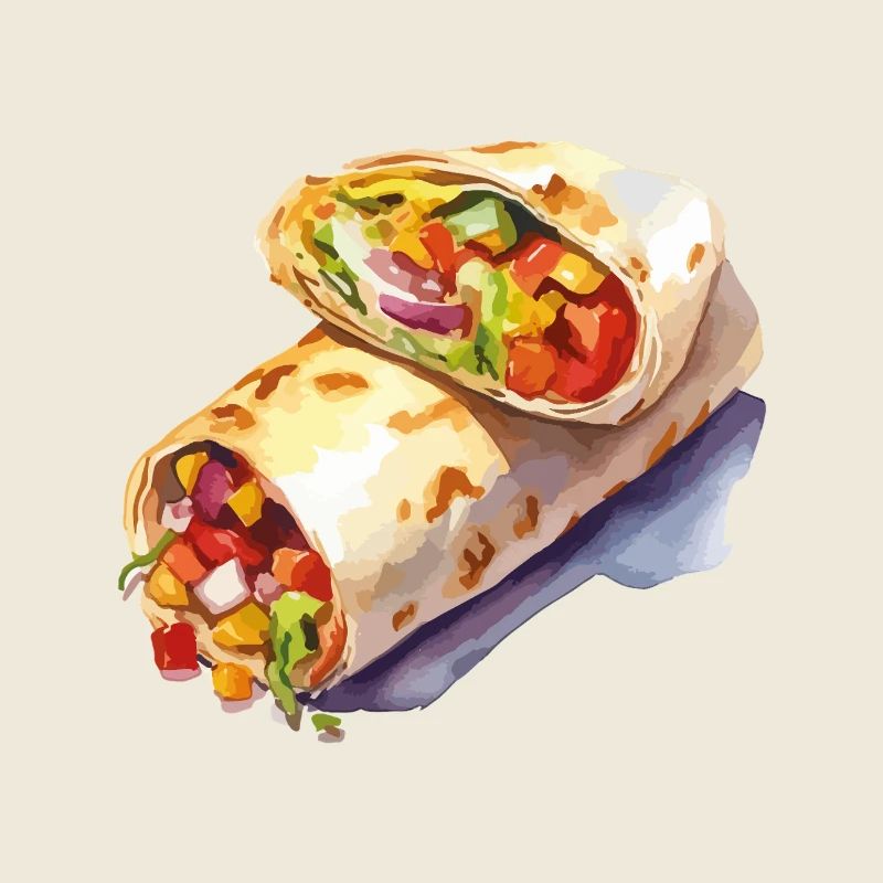 Colorful Vegetable Wrap Illustration