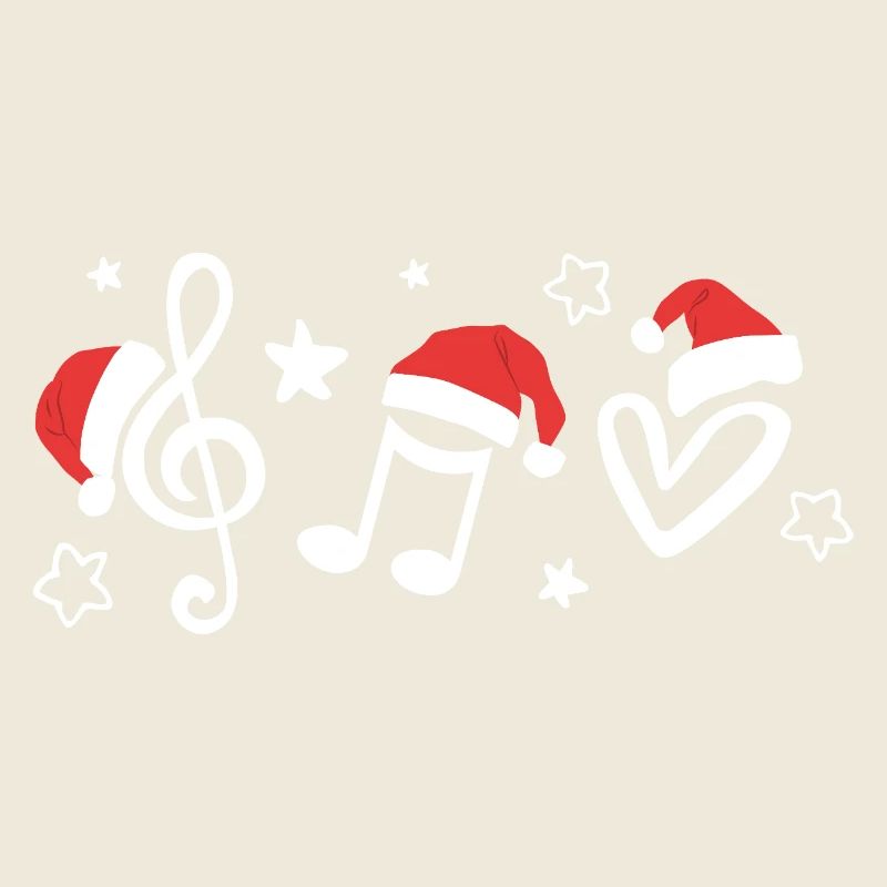 Musical Notes with Santa Hats - Christmas Music
