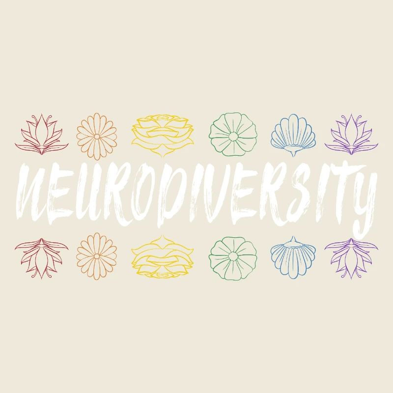 Neurodiversity Rainbow Floral Typography