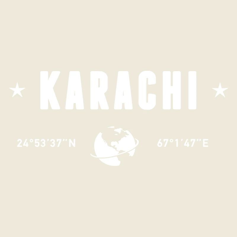 Karachi Pakistan Coordinates Planet Earth White