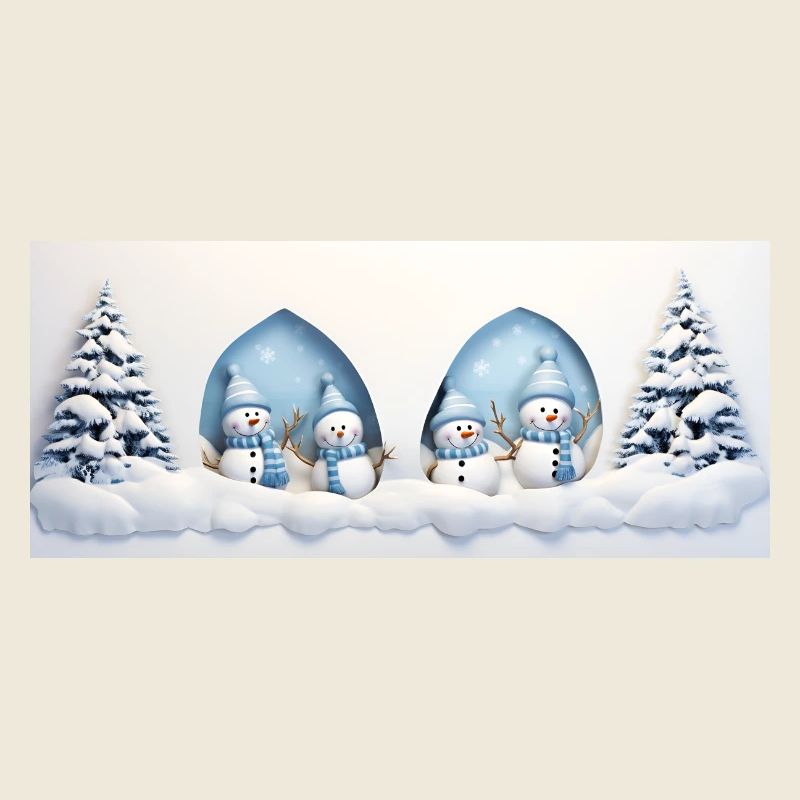 Little Snowman with Christmas Trees