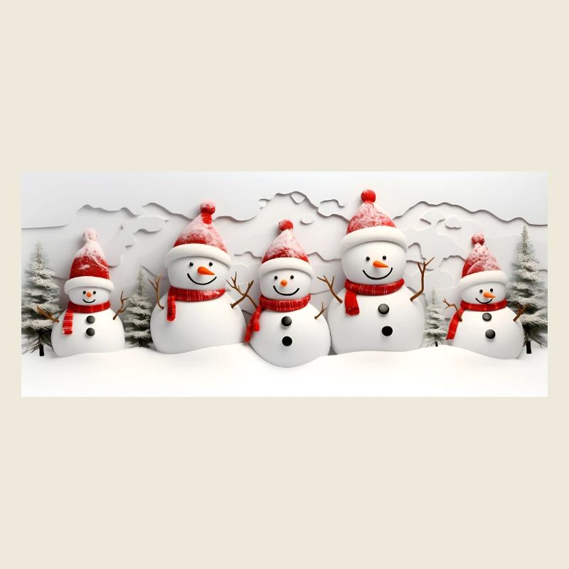 Schneemann-Set mit Tannenbäumen