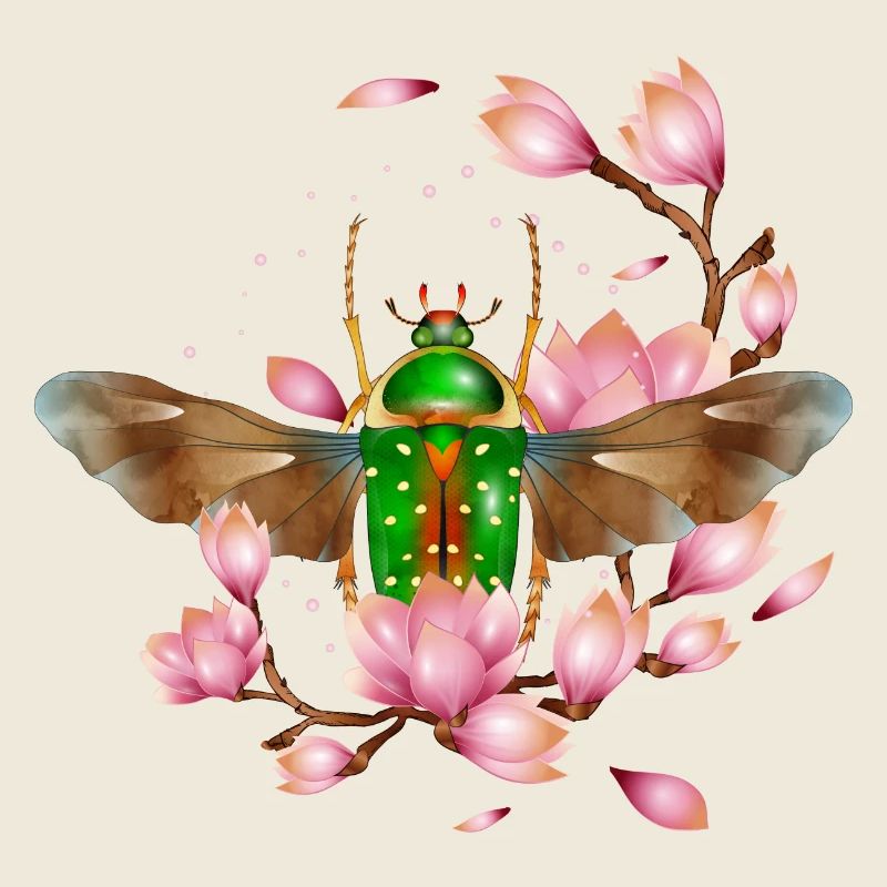 Stephanorrhina guttata espèce de coléoptère avec magnolia