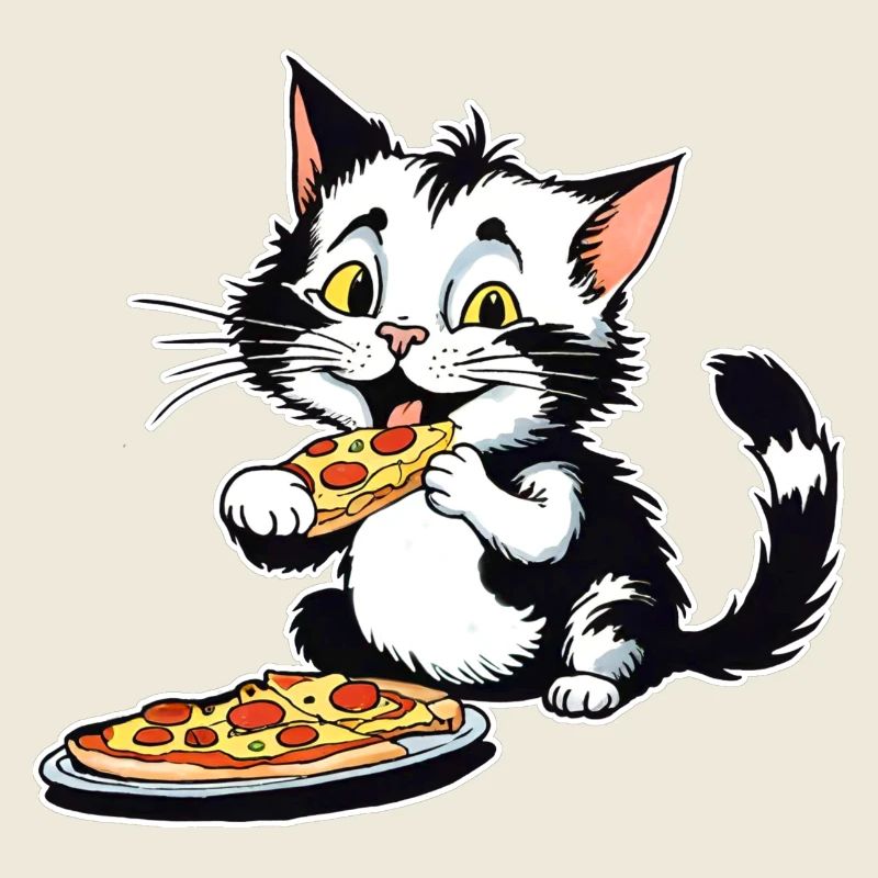 Cat loves pizza