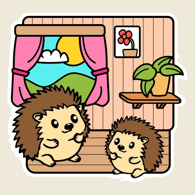 Putzige kleine Igel in ihrer putzigen Igel Wohnung
