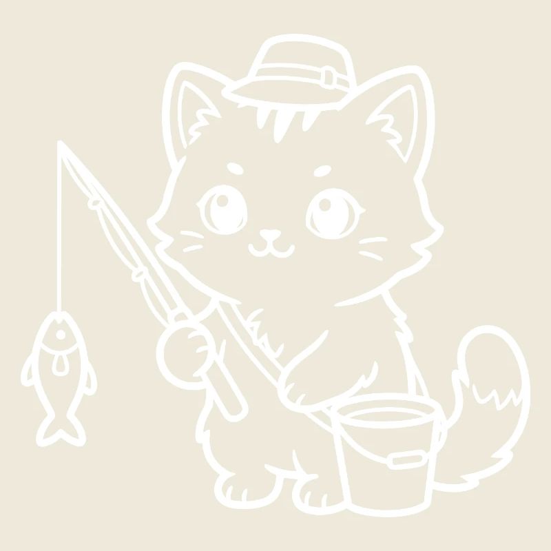 Kawaii Katze Fischen