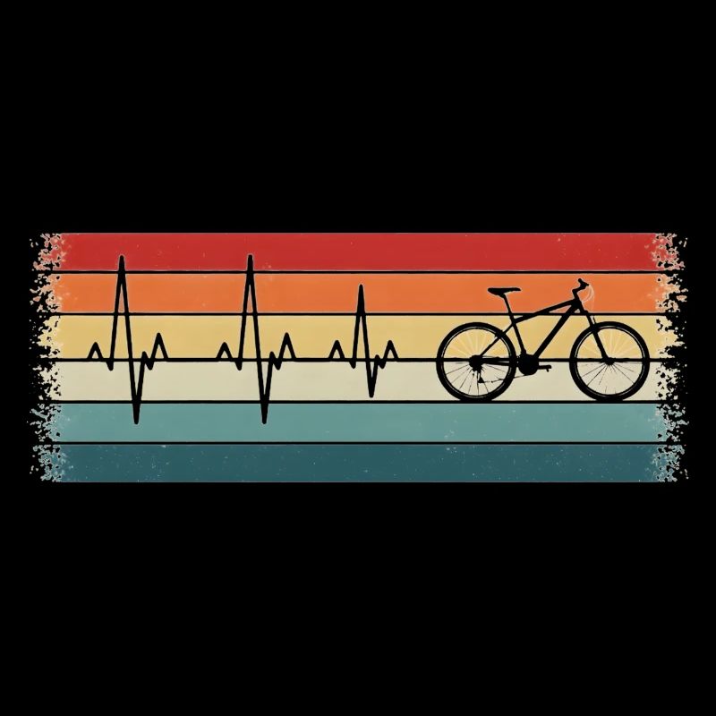 Rétro Cyclisme Heartbeat Vélo Cycliste VTT 