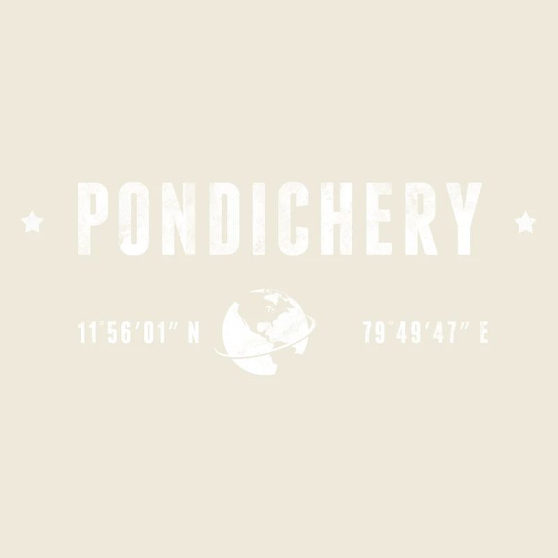 PONDICHERY Coordonnées Géographiques Stylisées