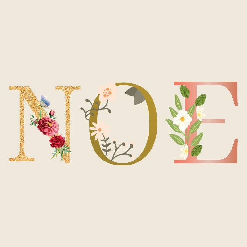 NOE Name Art mit Blumen bestickt