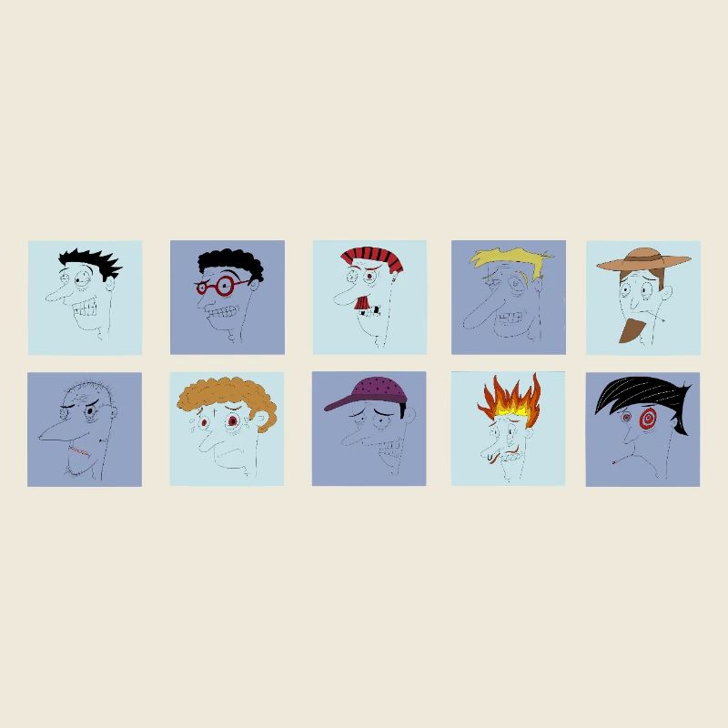 Sammlung gestresster Männer