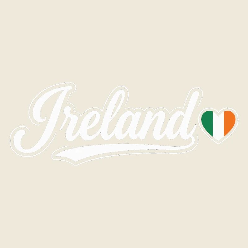 Ireland Script with Flag Heart Fan Patriotic