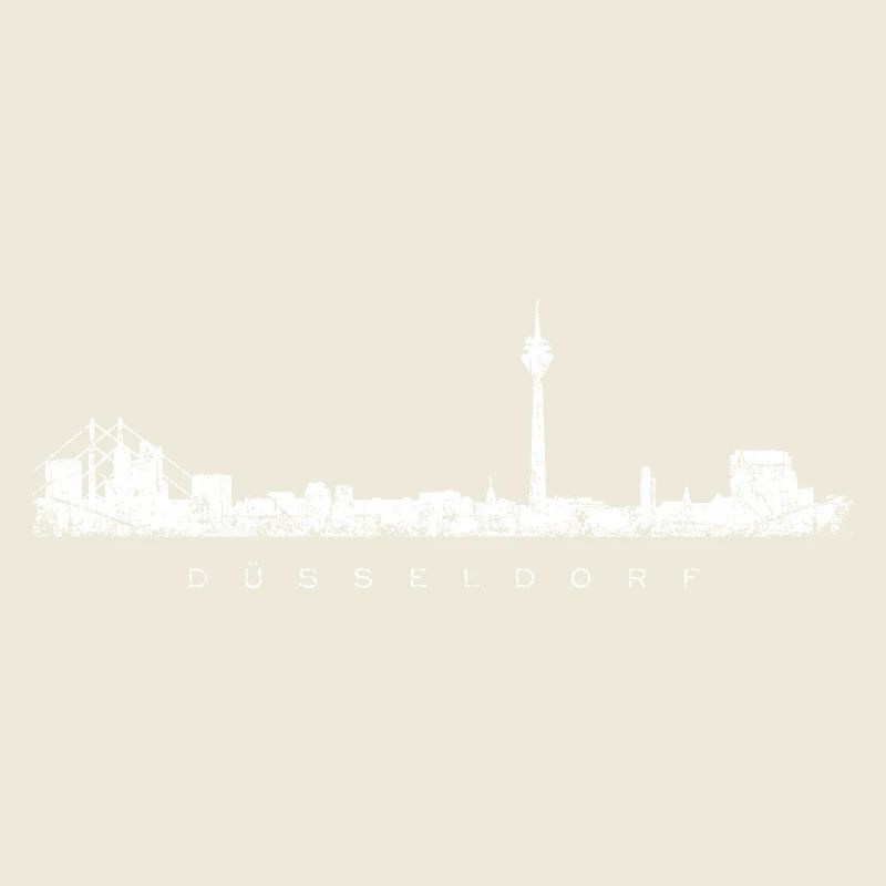 Die Skyline von Düsseldorf (Vintage/Weiß)