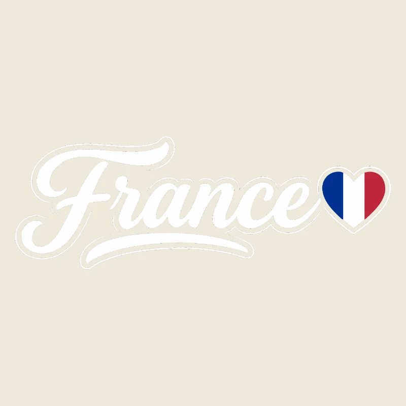 France Script with Flag Heart Fan Patriotic