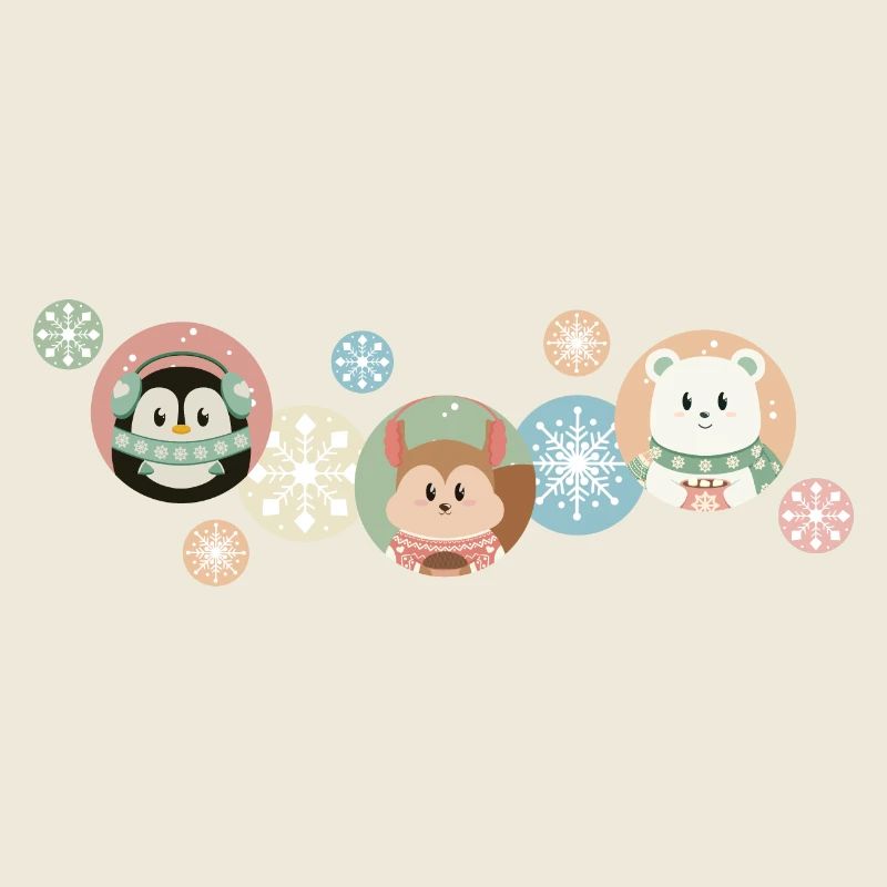 Animaux mignons - Motif de Noël