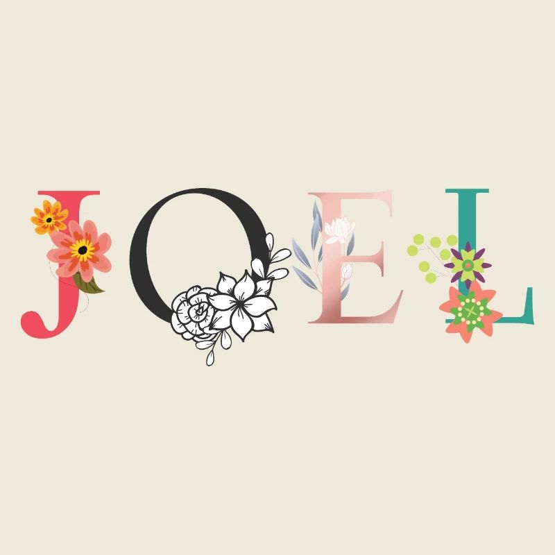 JOEL Namenskunst mit gestickten Blumen