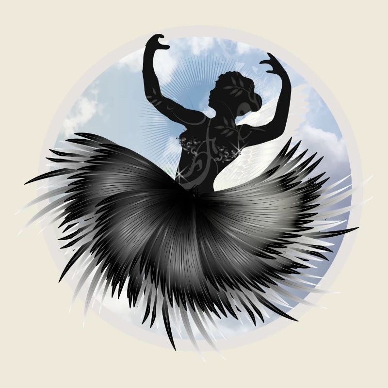 Ballet dancer dancing in the clouds with plumage