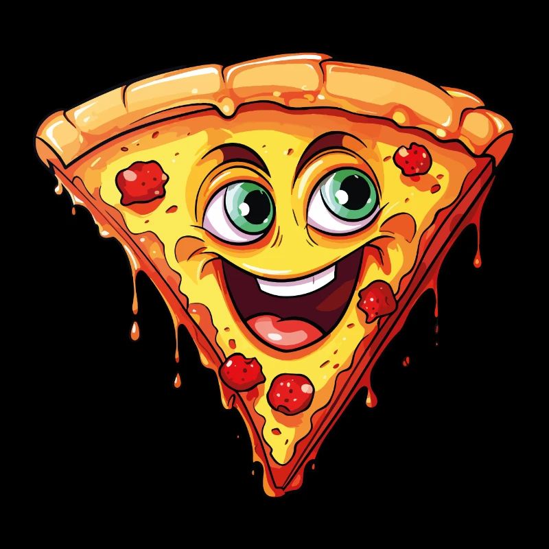 Pizza Pizza Slice Face Laughs Pizzeria Funny