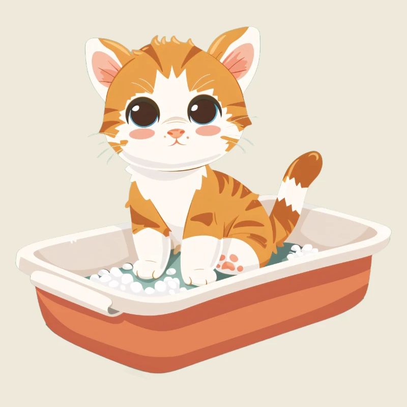 Mignon bébé chat jetant un coup d’œil hors de sa litière