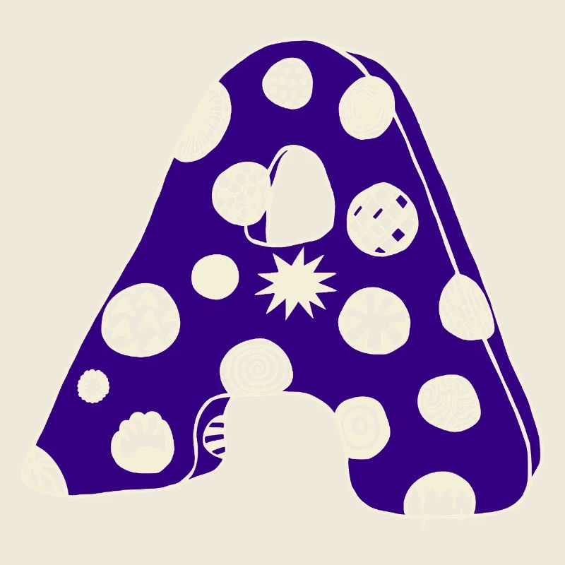 Buchstabe A mit Charakter in blau