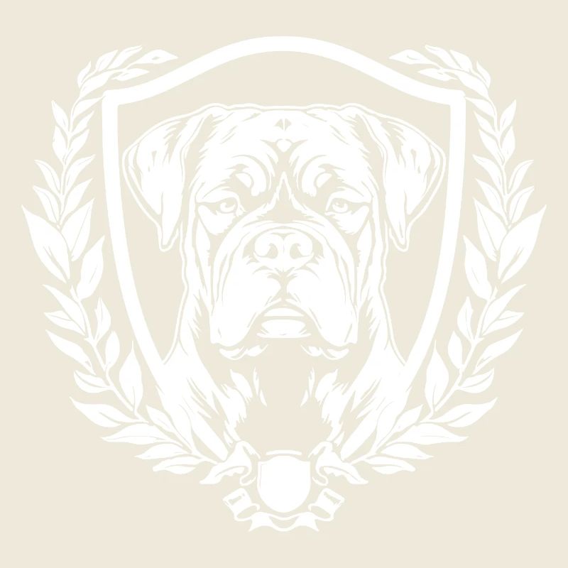 Blason de bouledogue avec couronne de laurier